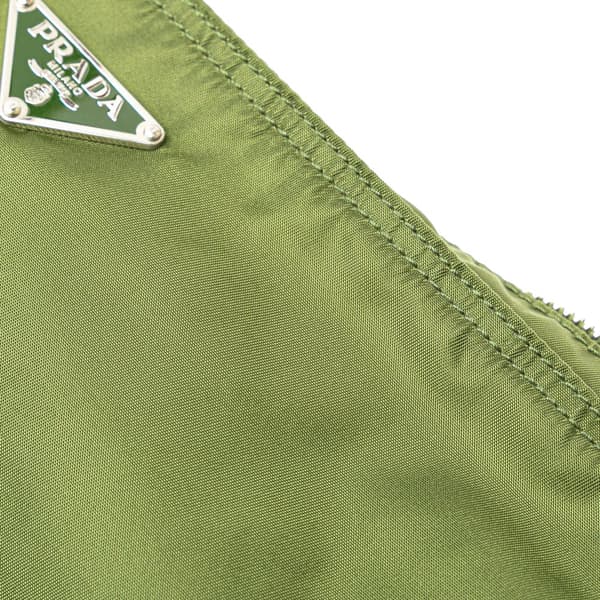 Pre-owned Prada Tessuto Zip Top Crossbody Green