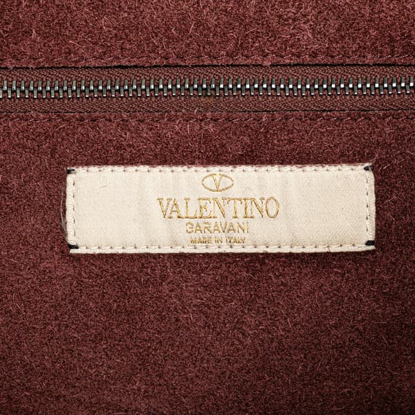 Pre-owned Valentino Leather Rockstud Rolling Messenger Bag Red