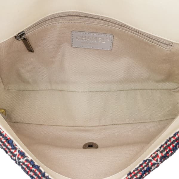 Pre-owned Chanel Medium Tweed Single Flap Blue