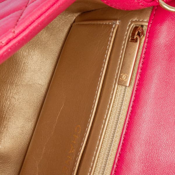 Pre-owned Chanel Mini Rectangular Lambskin Pearl Crush Flap Pink