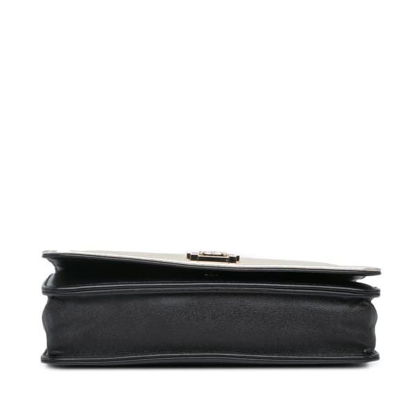 Pre-owned Chanel Bicolor Calfskin Boy Wallet On Chain Black