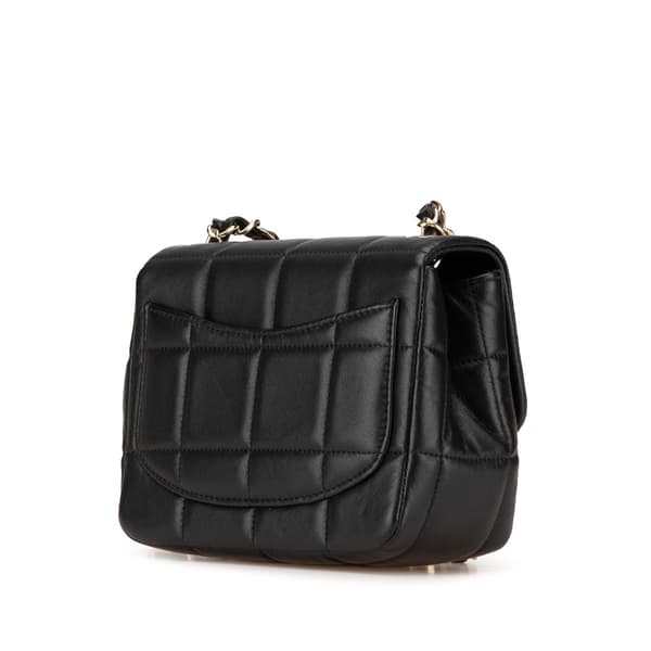 Pre-owned Chanel Mini Square Lambskin Resin Crystal Monacoco Flap Black