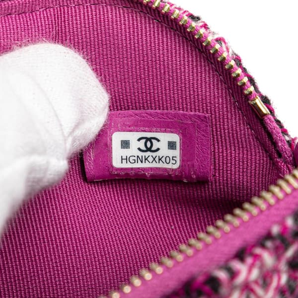 Pre-owned Chanel CC Tweed Houndstooth Clutch On Chain Pink