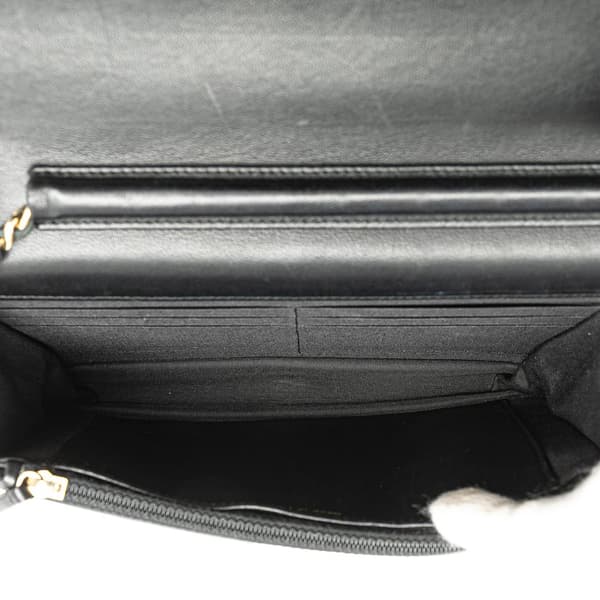 Pre-owned Chanel CC Studded Lambskin Wallet on Chain Black