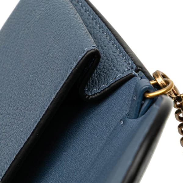 Pre-owned Dior Nano Goatskin Saddle Chain Pouch Blue