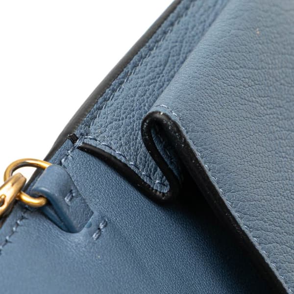 Pre-owned Dior Nano Goatskin Saddle Chain Pouch Blue