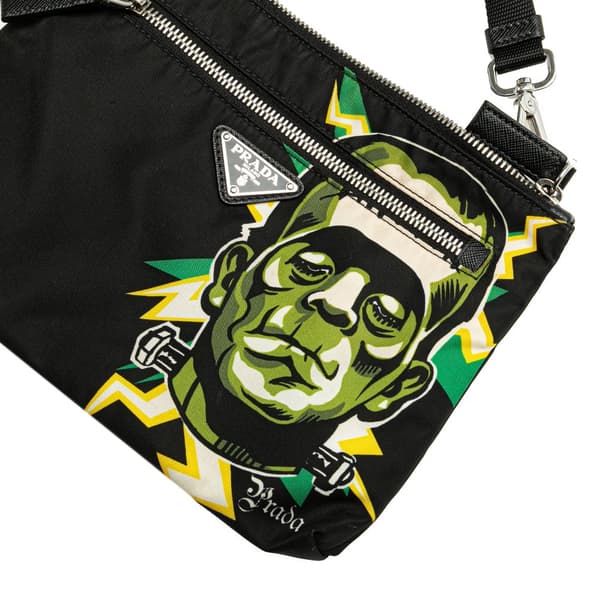 Pre-owned Prada Universal Studios Tessuto Frankenstein Crossbody Black