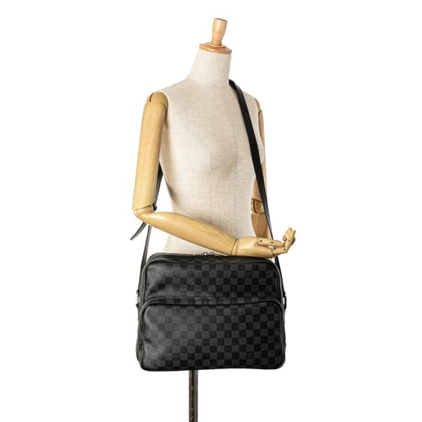 Pre-owned Louis Vuitton Damier Graphite Sac Leoh Black