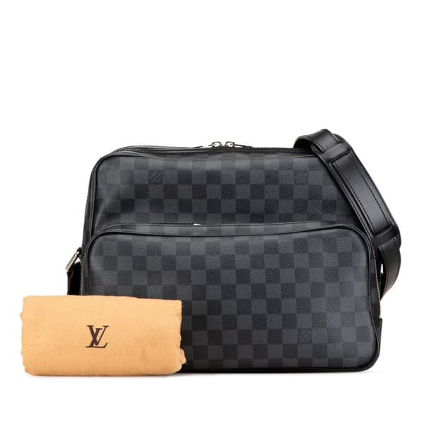 Pre-owned Louis Vuitton Damier Graphite Sac Leoh Black