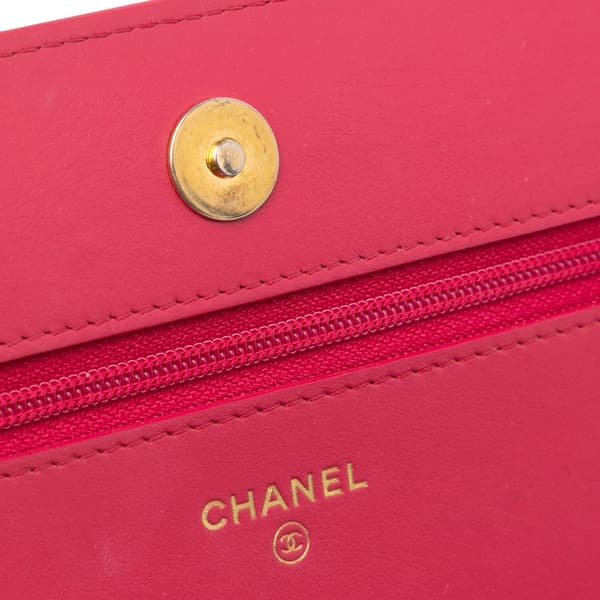 Pre-owned Chanel Quilted Lambskin 19 Wallet on Chain Pink