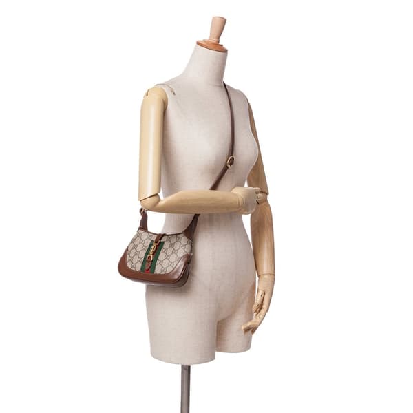 Pre-owned Gucci Mini GG Supreme Jackie 1961 Crossbody Brown