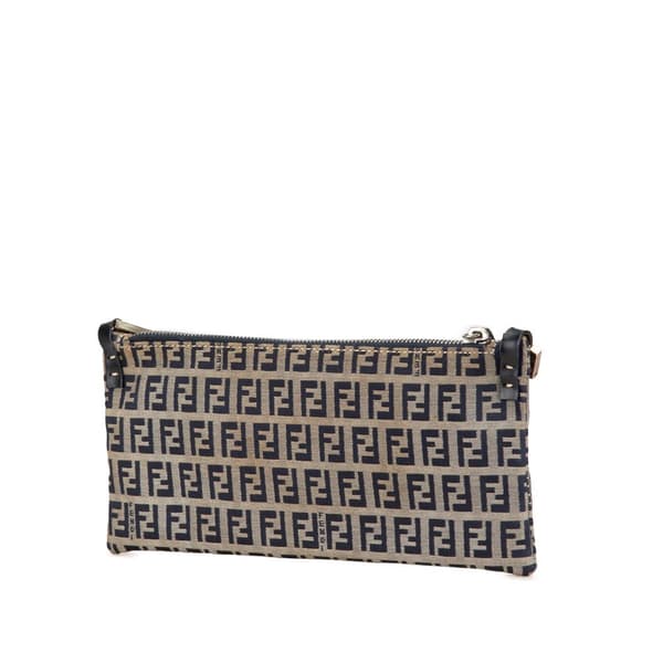 Pre-owned Fendi Zucchino Canvas Crossbody Gray