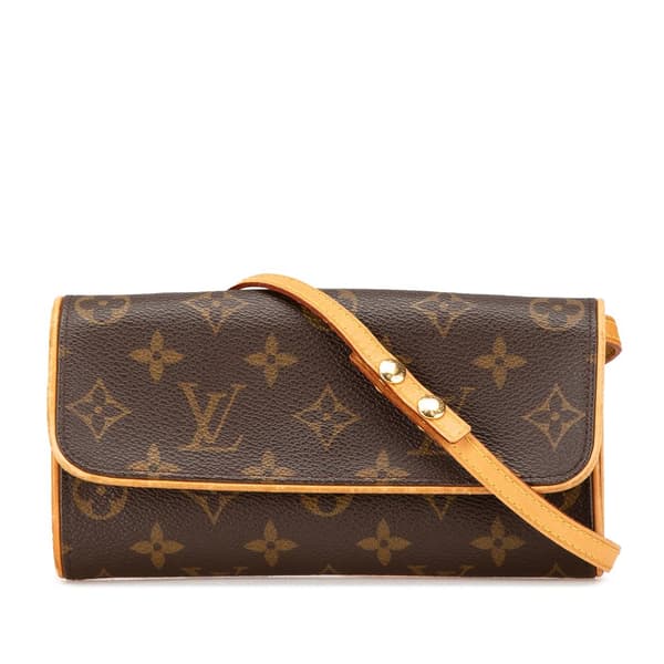 Pre-owned Louis Vuitton Monogram Pochette Twin PM Brown