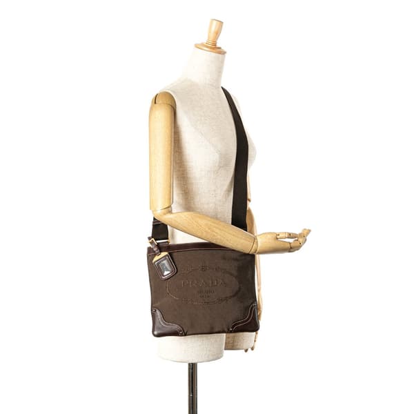 Pre-owned Prada Canvas Canapa Logo Crossbody Brown