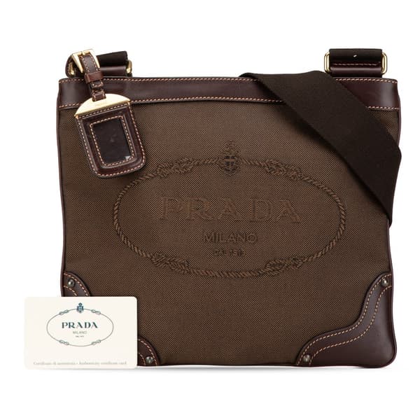 Pre-owned Prada Canvas Canapa Logo Crossbody Brown