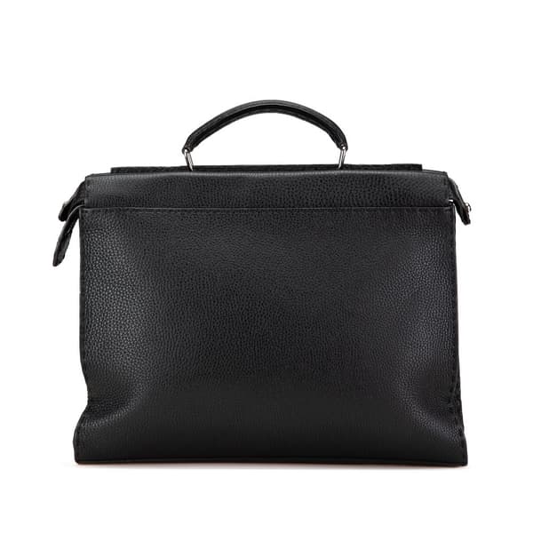 Pre-owned Fendi Large Leather Selleria Peekaboo Iconic Fit Bag Gray