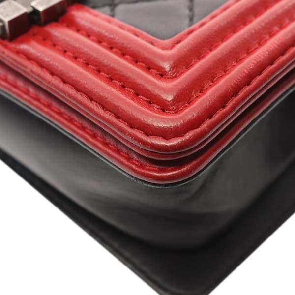 Pre-owned Chanel Mini Bicolor Quilted Lambskin Boy Flap Black