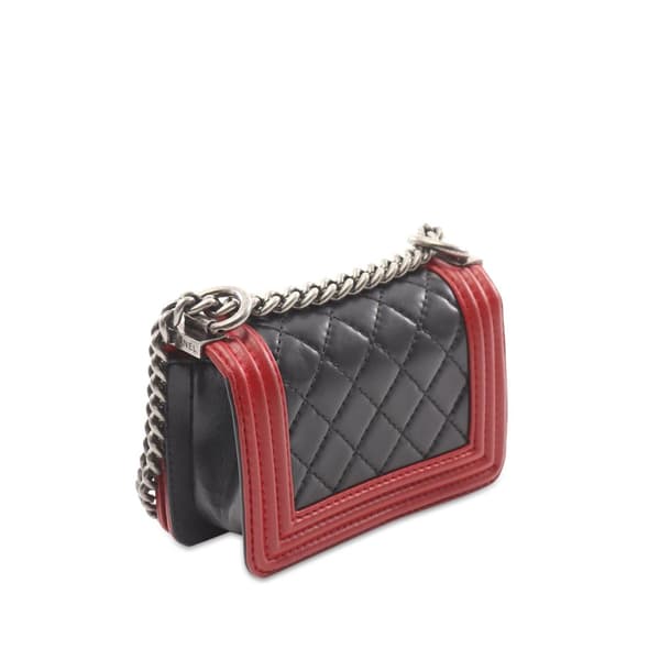 Pre-owned Chanel Mini Bicolor Quilted Lambskin Boy Flap Black