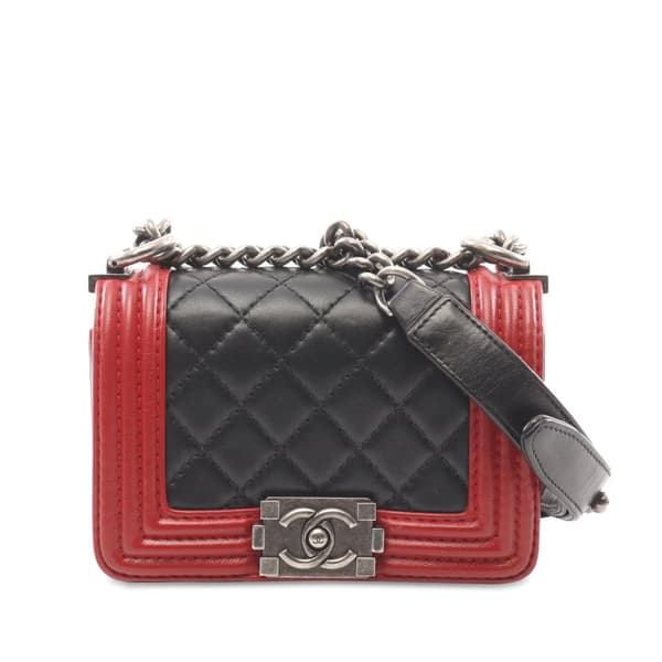 Pre-owned Chanel Mini Bicolor Quilted Lambskin Boy Flap Black