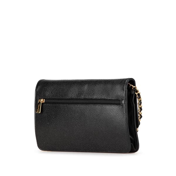 Pre-owned Chanel CC Caviar Wallet on Chain Black