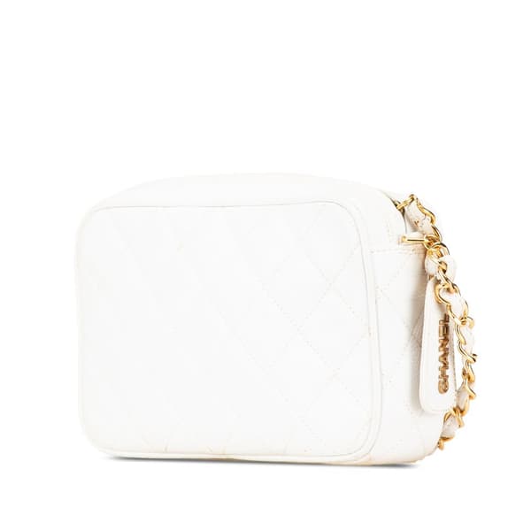 Pre-owned Chanel Quilted Caviar CC Camera Bag White