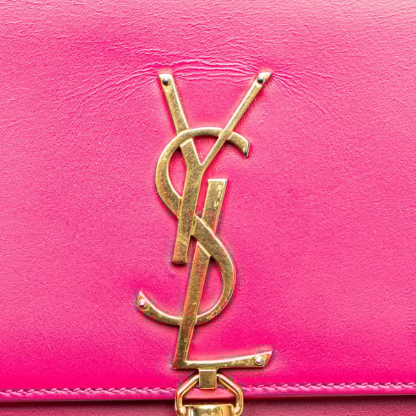 Pre-owned Saint Laurent Medium Smooth Calfskin Classic Monogram Kate Tassel Crossbody Pink