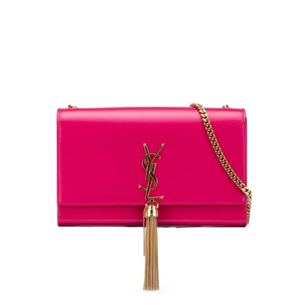 Pre-owned Saint Laurent Medium Smooth Calfskin Classic Monogram Kate Tassel Crossbody Pink