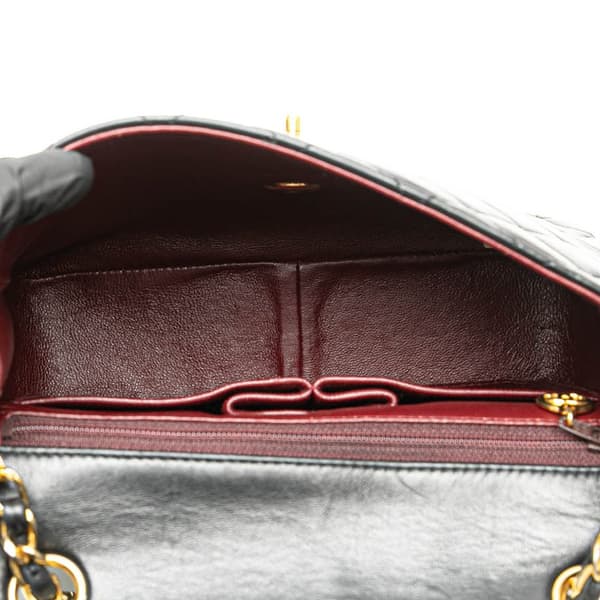 Pre-owned Chanel Mini Square Quilted Lambskin Single Flap Black