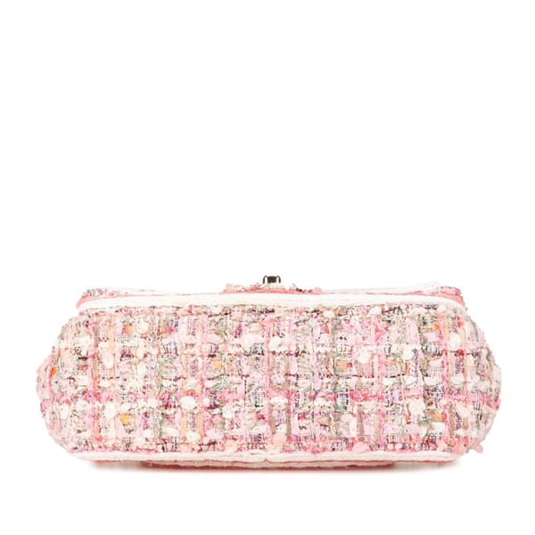 Pre-owned Chanel Mini Rectangular Classic Tweed Braid Flap Pink