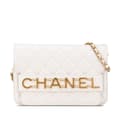 Miniatyrbild 1 av 10: Pre-owned Chanel Calfskin Enchained Flap Wallet on Chain White