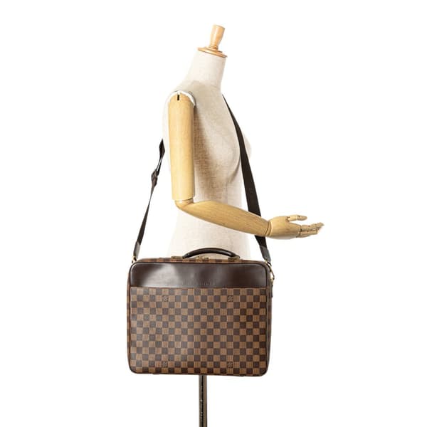 Pre-owned Louis Vuitton Damier Ebene Porte Ordinateur Sabana Brown