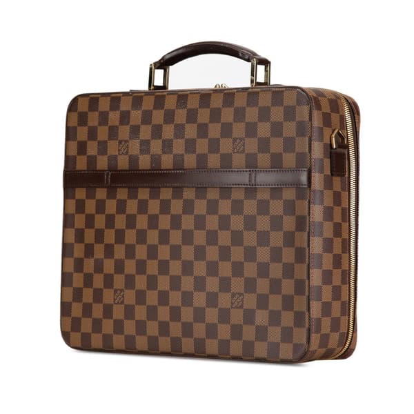 Pre-owned Louis Vuitton Damier Ebene Porte Ordinateur Sabana Brown
