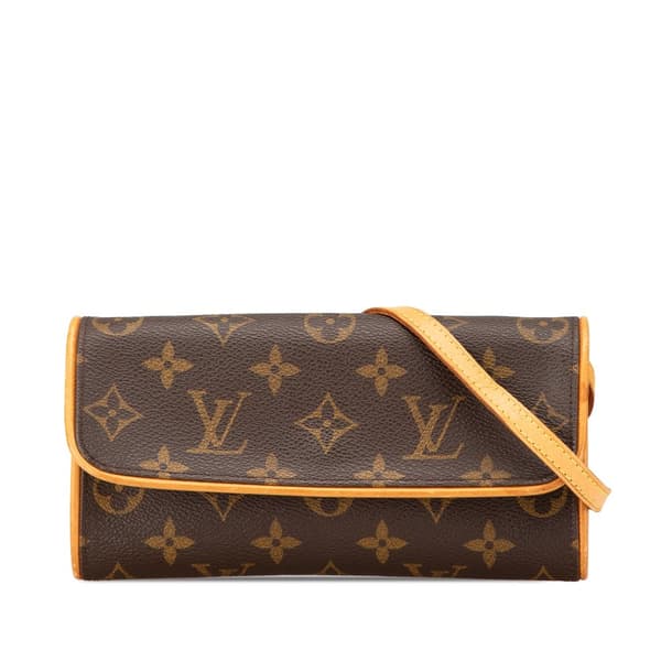 Pre-owned Louis Vuitton Monogram Pochette Twin PM Brown
