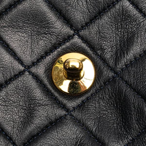Pre-owned Chanel Mini Square Quilted Lambskin Single Flap Black