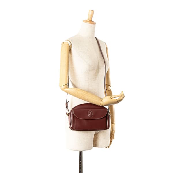 Pre-owned Cartier Leather Must De Cartier Crossbody Red
