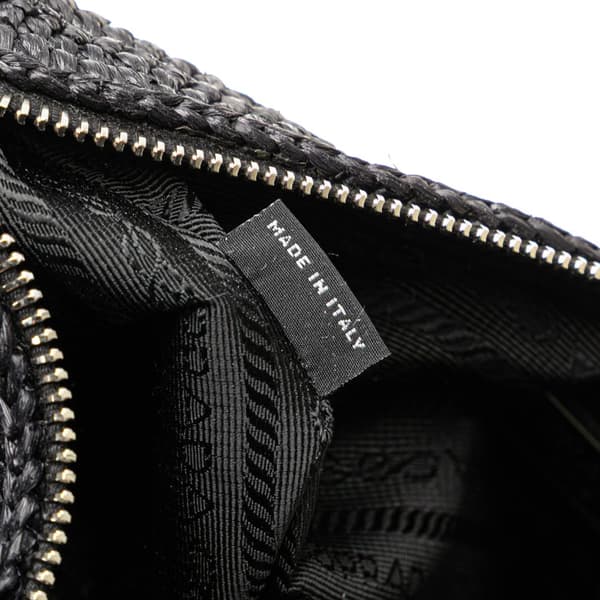 Pre-owned Prada Raffia Effect Crochet Triangle Crossbody Black