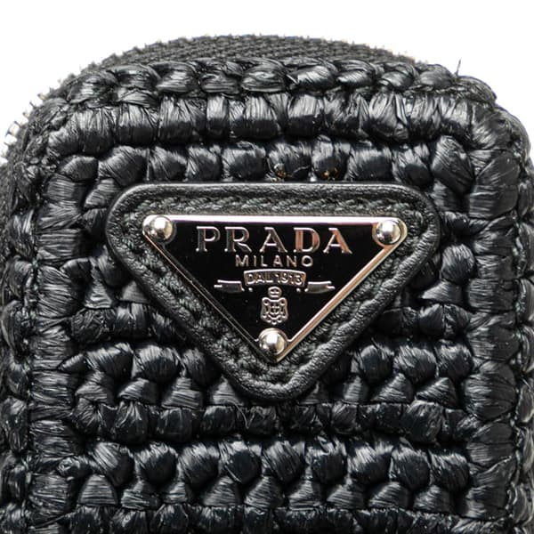 Pre-owned Prada Raffia Effect Crochet Triangle Crossbody Black