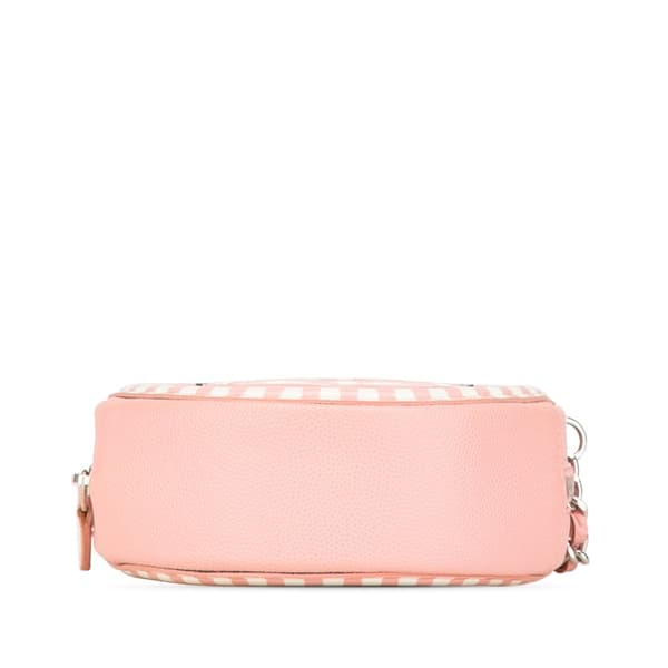 Pre-owned Chanel Caviar Striped CC Filigree Round Crossbody Pink