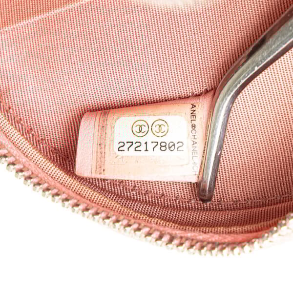 Pre-owned Chanel Caviar Striped CC Filigree Round Crossbody Pink