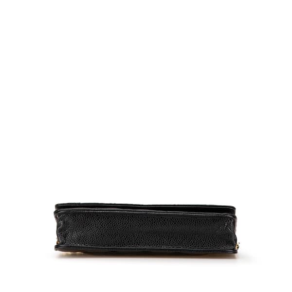 Pre-owned Chanel CC Quilted Caviar Wallet on Chain Black