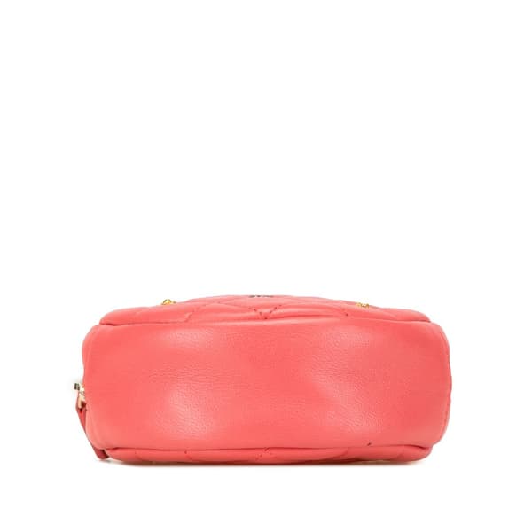 Pre-owned Chanel Quilted Lambskin Lucky Charms Round Clutch with Chain Pink