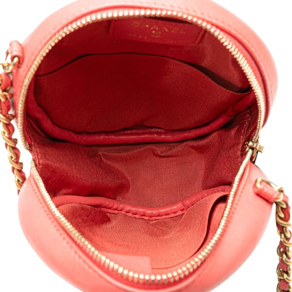 Pre-owned Chanel Quilted Lambskin Lucky Charms Round Clutch with Chain Pink