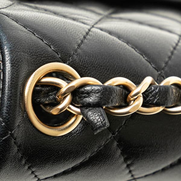 Pre-owned Chanel Mini Square Classic Lambskin Single Flap Black