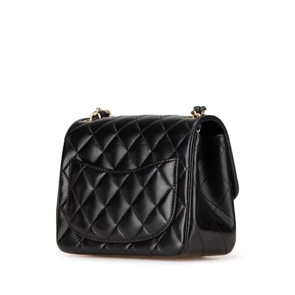 Pre-owned Chanel Mini Square Classic Lambskin Single Flap Black