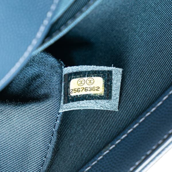 Pre-owned Chanel Old Medium Quilted Caviar Boy Flap Blue