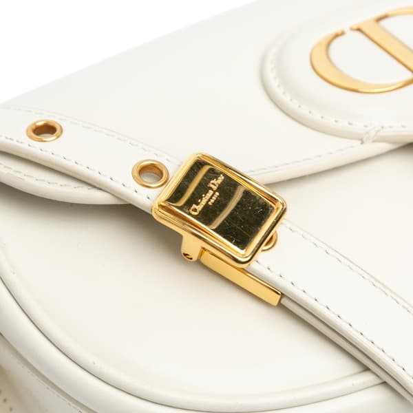 Pre-owned Dior Leather East West Bobby Crossbody White