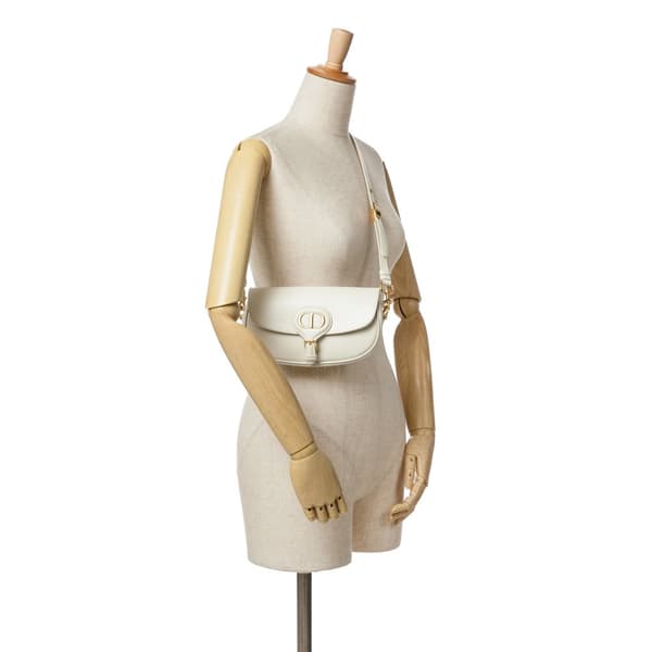 Pre-owned Dior Leather East West Bobby Crossbody White