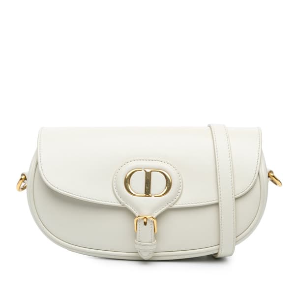 Pre-owned Dior Leather East West Bobby Crossbody White