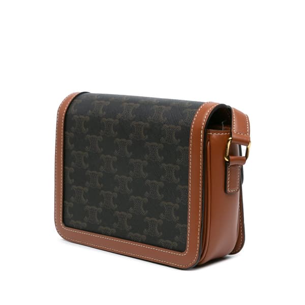 Pre-owned Celine Teen Coated Canvas Triomphe Crossbody Brown
