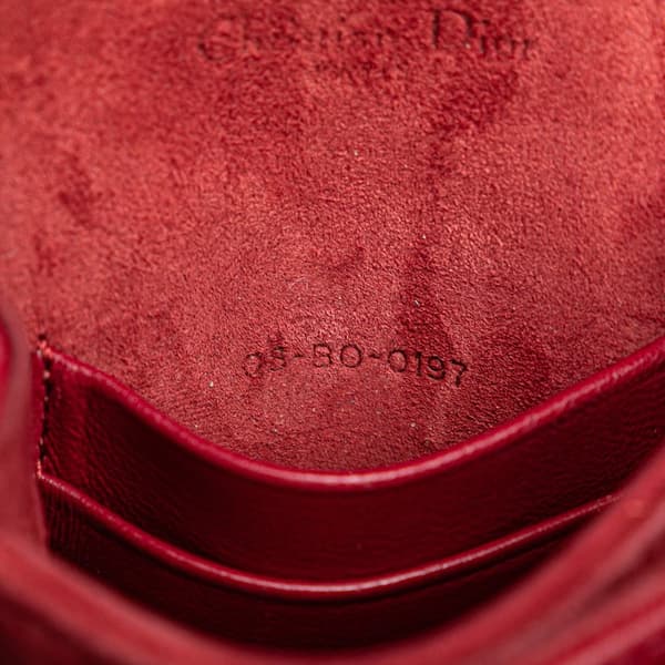 Pre-owned Dior Studded Lambskin Vertical Diorama Bag Red